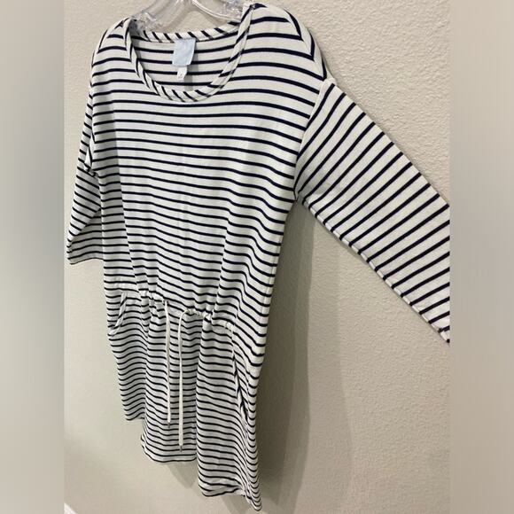 Sunday‎ dress three-quarter sleeves, white navy blue stripes size medium - Picture 6 of 7